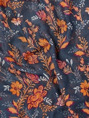 FatFace Navy Folk Floral Printed Lightweight Scarf - Image 2 of 2