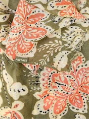 FatFace Green Deco Floral Printed Lightweight Scarf - Image 2 of 2