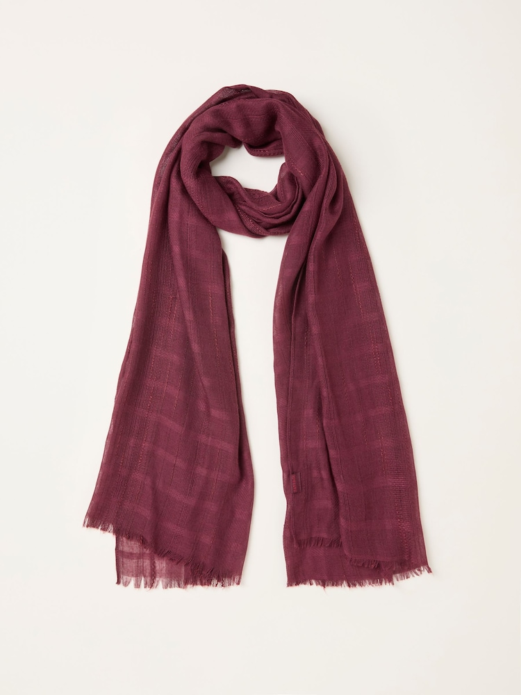 FatFace Burgundy Red Textured Lightweight Scarf - Image 1 of 2