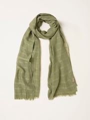 FatFace Green Textured Lightweight Scarf - Image 1 of 2