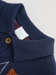 Model geometric albastru/roșu - Set de top și jambiere tricotate Bebeluș (0luni-2ani) - Imaginea 13 din 20