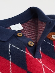 Model geometric albastru/roșu - Set de top și jambiere tricotate Bebeluș (0luni-2ani) - Imaginea 14 din 20