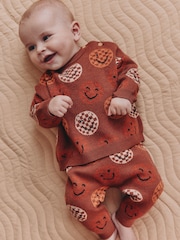 Rust Brown Faces Baby Knitted Top and Leggings Set (0mths-2yrs) - Image 1 of 14