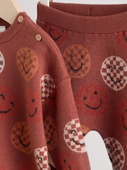 Rust Brown Faces Baby Knitted Top and Leggings Set (0mths-2yrs) - Image 10 of 14