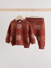 Rust Brown Faces Baby Knitted Top and Leggings Set (0mths-2yrs) - Image 4 of 14