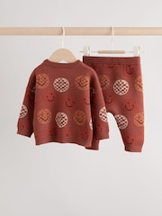 Rust Brown Faces Baby Knitted Top and Leggings Set (0mths-2yrs) - Image 9 of 14