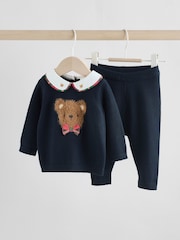 Navy Bear Knitted Jumper and Leggings Baby Set (0mths-3yrs) - Image 1 of 15