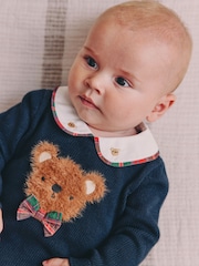 Navy Bear Knitted Jumper and Leggings Baby Set (0mths-3yrs) - Image 7 of 15