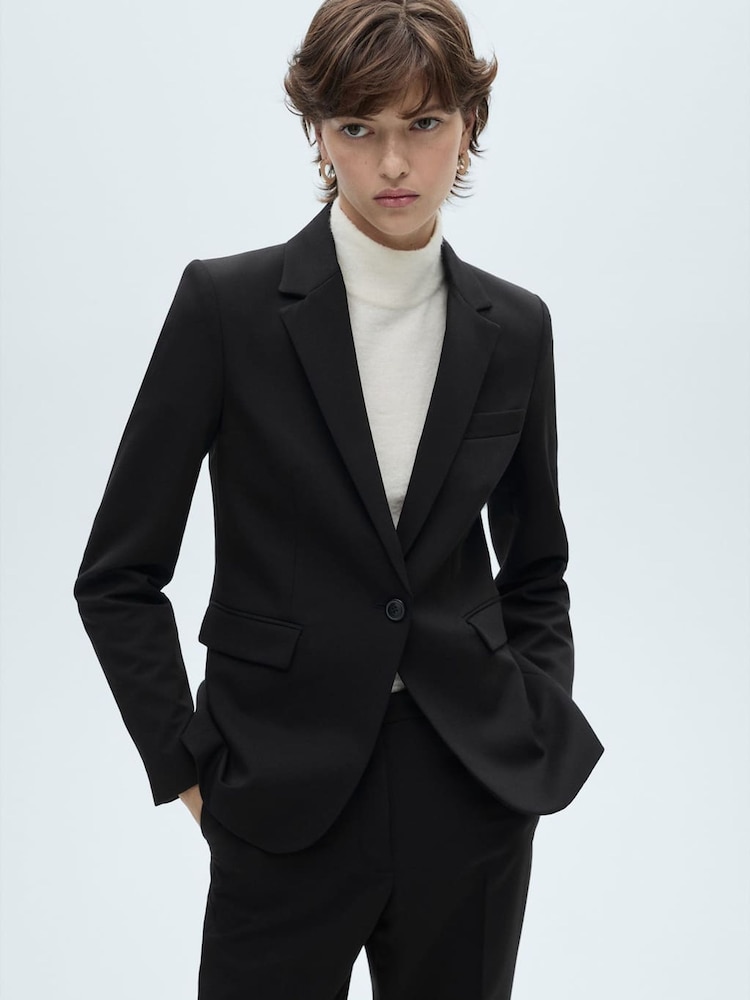 Mango Black Fitted Suit Jacket - Image 1 of 6 Mango Black Fitted Suit Jacket - Image 1 of 6