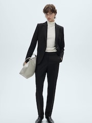 Mango Black Fitted Suit Jacket - Image 3 of 6