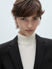 Mango Black Fitted Suit Jacket - Image 4 of 6
