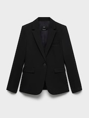 Mango Black Fitted Suit Jacket - Image 5 of 6