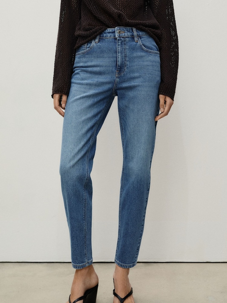 Mango Stone Washed Slim Mom Fit Comfort High Rise Jeans - Image 1 of 11 Mango Stone Washed Slim Mom Fit Comfort High Rise Jeans - Image 1 of 11
