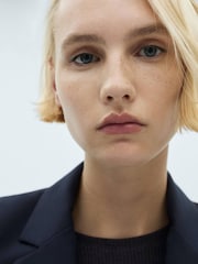 Mango Navy Fitted Suit Jacket - Image 4 of 6