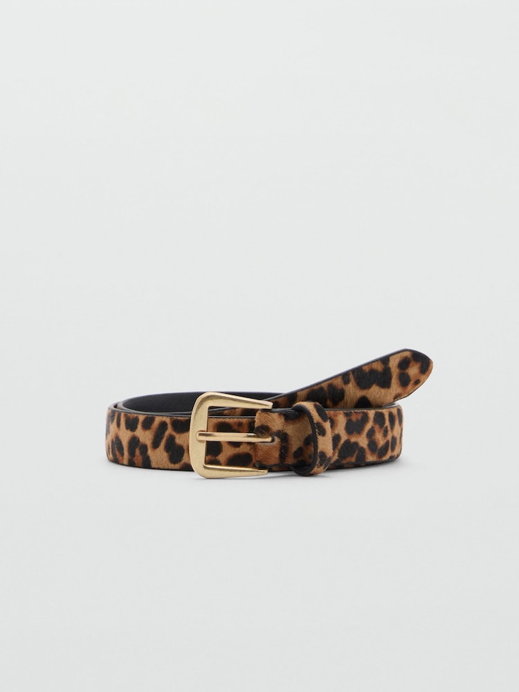 Mango Brown Leopard Slim Belt - Image 1 of 4 Mango Brown Leopard Slim Belt - Image 1 of 4