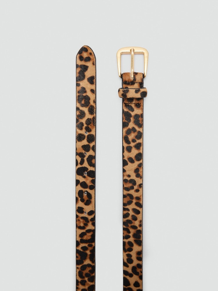 Mango Brown Leopard Slim Belt - Image 2 of 4 Mango Brown Leopard Slim Belt - Image 2 of 4