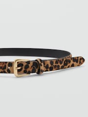 Mango Brown Leopard Slim Belt - Image 3 of 4