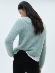 Mango Blue Bouclé Jacket With Jewel Buttons - Image 2 of 9