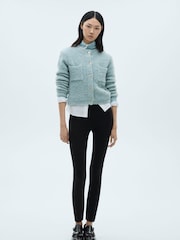 Mango Blue Bouclé Jacket With Jewel Buttons - Image 6 of 9