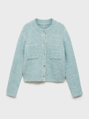 Mango Blue Bouclé Jacket With Jewel Buttons - Image 7 of 9