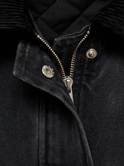 Mango Black Denim Jacket With Corduroy Collar - Image 6 of 6