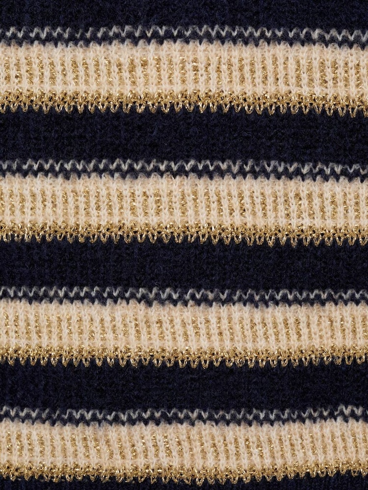Mango Blue Capitan Stripe Knitted Jumper - Image 6 of 6
