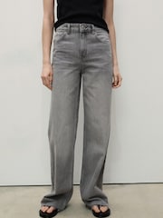 Mango Grey Danila Wide Leg High-Rise Full Length Jeans - Image 1 of 8