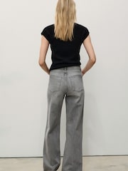 Mango Grey Danila Wide Leg High-Rise Full Length Jeans - Image 2 of 8