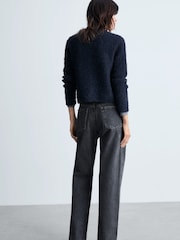 Mango Blue Navy Bouclé Jacket With Jewel Buttons - Image 2 of 7