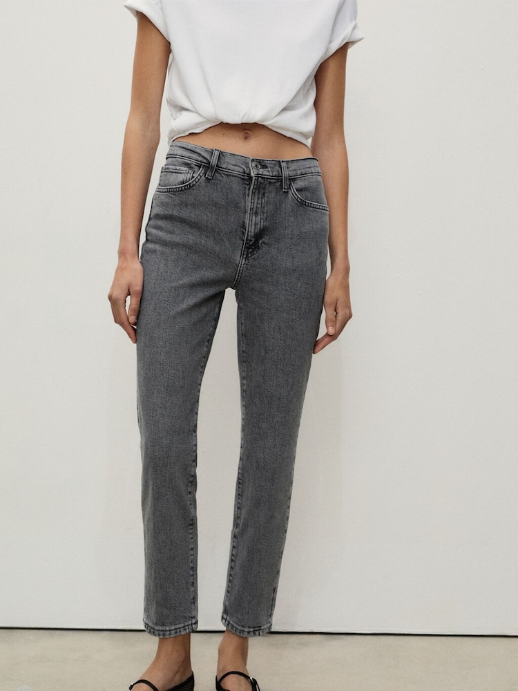 Mango Grey Claudia Slim-Fit Cropped Jeans - Image 1 of 11