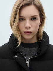 Mango Black Hooded Padded Faux Fur Jacket - Image 5 of 7