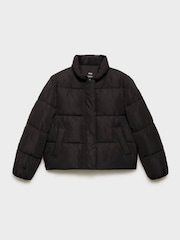 Mango Black Hooded Padded Faux Fur Jacket - Image 6 of 7