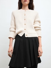 Mango Cream Knitted Jewel Buttoned Cardigan - Image 1 of 8