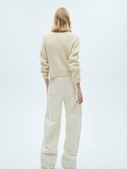 Mango Cream Knitted Jewel Buttoned Cardigan - Image 4 of 8