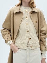 Mango Cream Knitted Jewel Buttoned Cardigan - Image 5 of 8