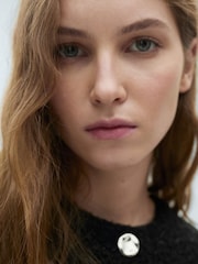 Mango Black Jewel Buttoned Boucle Jacket - Image 4 of 6