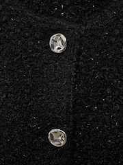 Mango Black Jewel Buttoned Boucle Jacket - Image 6 of 6