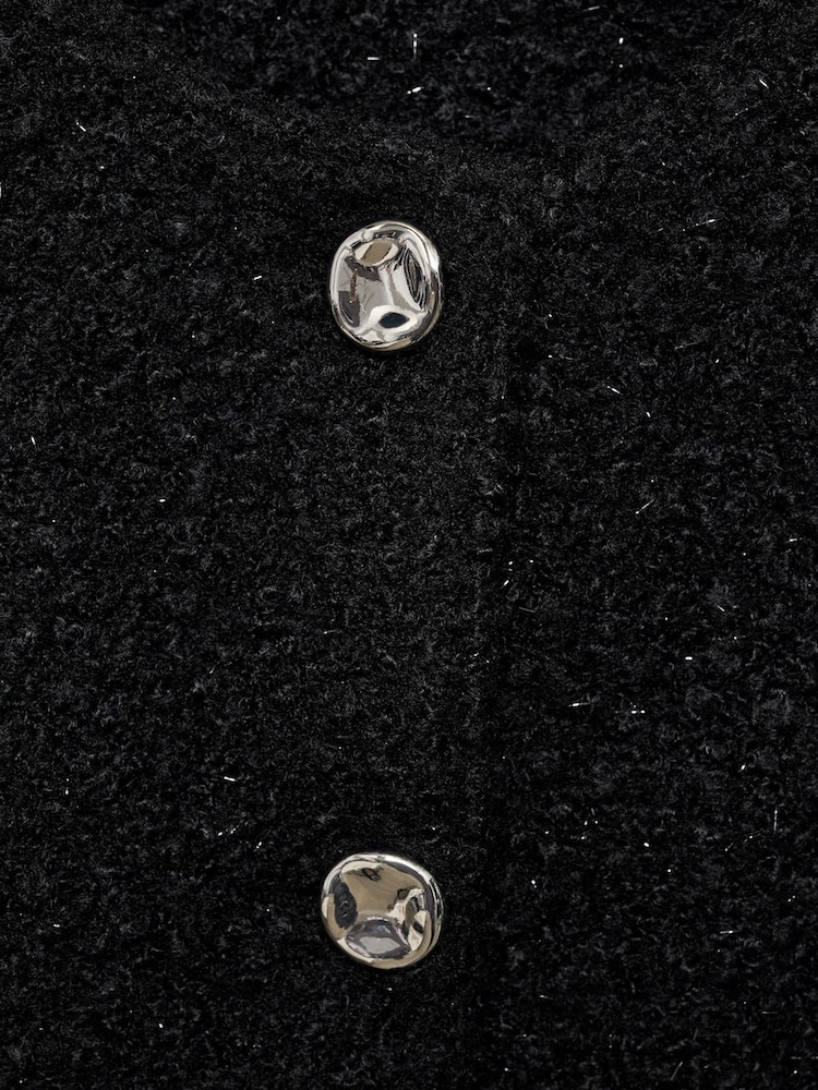 Mango Black Jewel Buttoned Boucle Jacket - Image 6 of 6