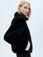 Mango Black Faux Fur Rosie Reversible Jacket - Image 4 of 6