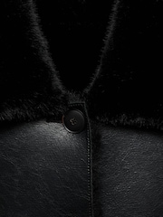 Mango Black Faux Fur Rosie Reversible Jacket - Image 6 of 6