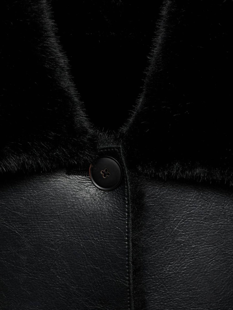 Mango Black Faux Fur Rosie Reversible Jacket - Image 6 of 6 Mango Black Faux Fur Rosie Reversible Jacket - Image 6 of 6