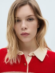 Mango Red Striped Polo Jumper - Image 2 of 5