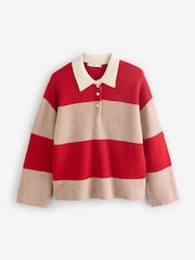 Mango Red Striped Polo Jumper - Image 3 of 5