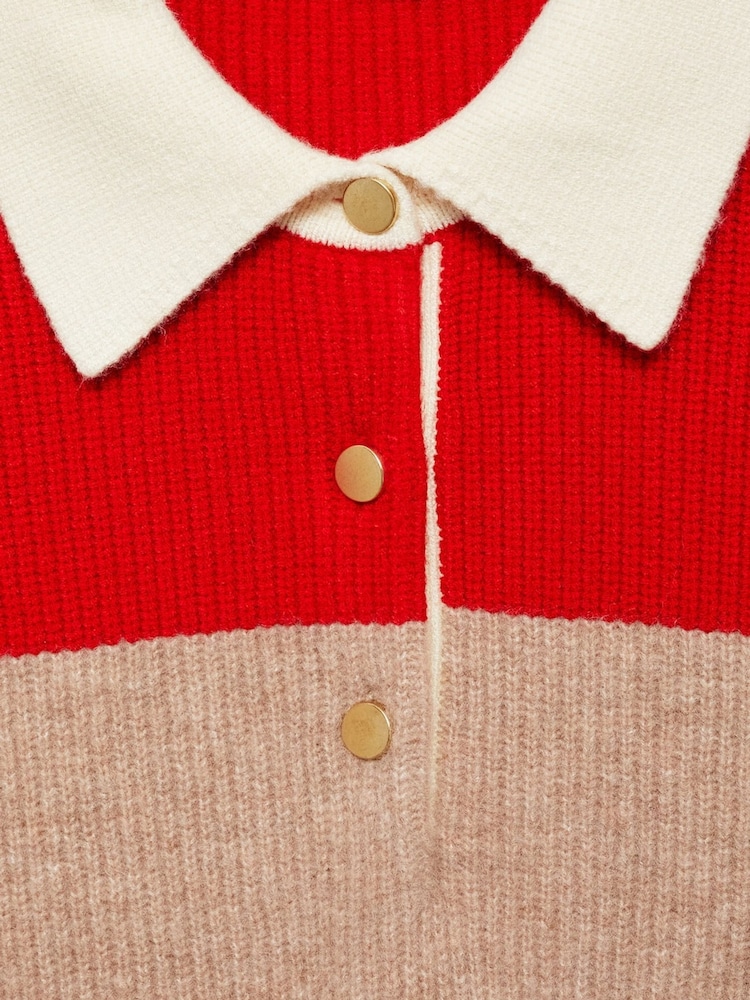 Mango Red Striped Polo Jumper - Image 5 of 5