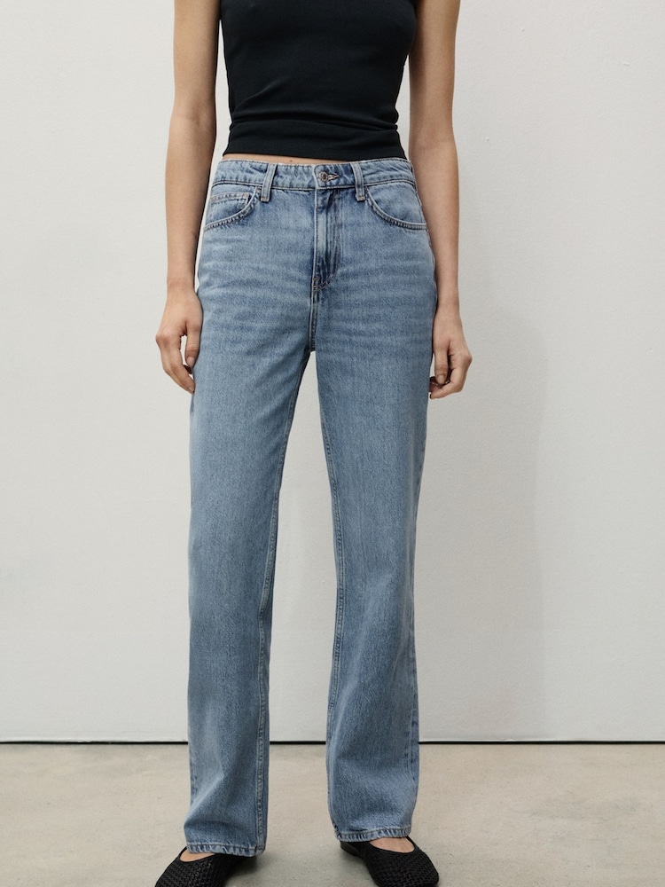 Mango Blue Matilda Medium-Rise Straight-Fit Jeans - Image 1 of 8