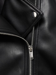 Mango Black Faux Leather PU Biker Liz Jacket - Image 6 of 6