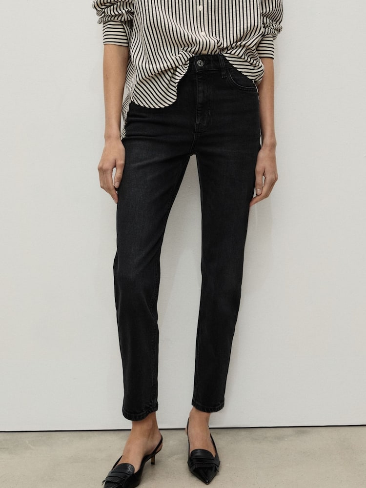 Mango Black Slim Mom Fit Comfort High Rise Jeans - Image 1 of 12