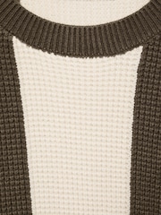 Mango Brown Stripe Knitted Colourblock Jumper - Image 10 of 10
