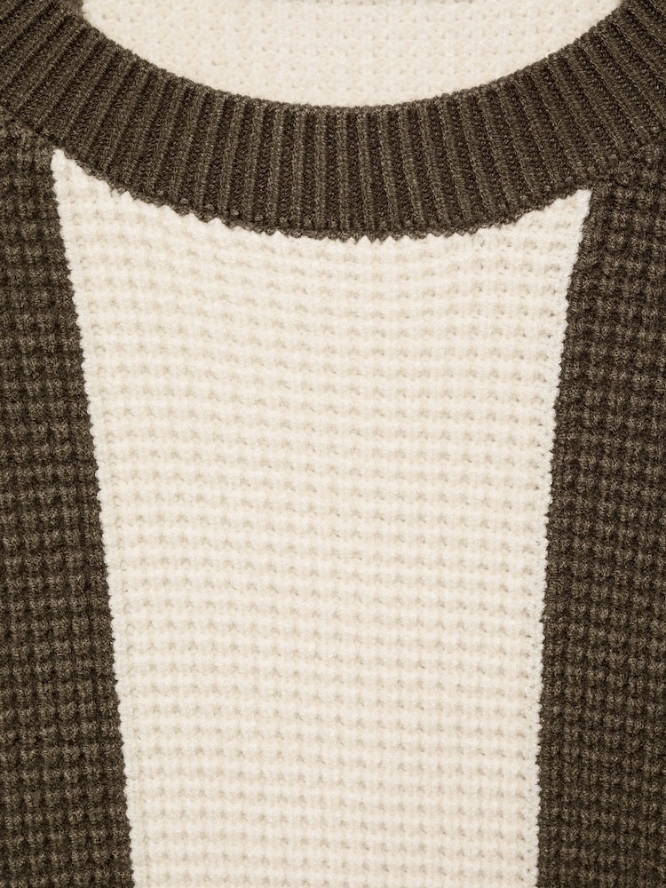 Mango Brown Stripe Knitted Colourblock Jumper - Image 10 of 10