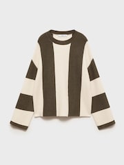 Mango Brown Stripe Knitted Colourblock Jumper - Image 8 of 10